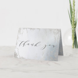 Ombre Dusty Blue Foil Custom Weduwfoto Bedankkaart