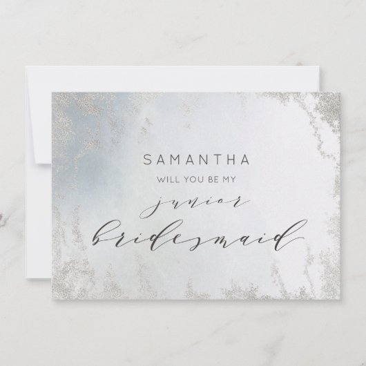 Ombre Dusty Blue Frost Junior Bridesmaid Voorstel (Voorkant)