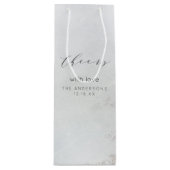 Ombre Dusty Blue Frosted Cheers Bruiloft Wijn Cadeautas (Voorkant)