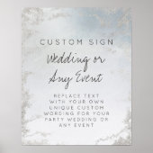 Ombre Dusty Blue Frosted Custom Text Event Sign Poster (Voorkant)