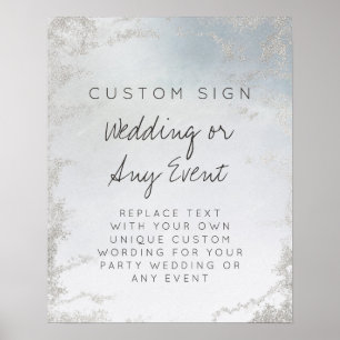 Ombre Dusty Blue Frosted Custom Text Event Sign Poster