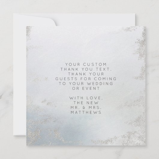 Ombre Dusty Blue Frosted Love en Bedankt Square (Achterkant)