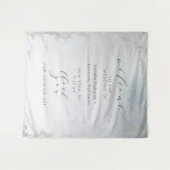 Ombre Dusty Blue Frosted Silver Bruiloft Welkom Wandkleed (Voorkant (horizontaal))