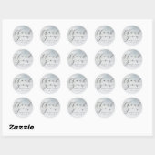 Ombre Dusty Blue Frosted Silver Dank u bruiloft Ronde Sticker (Vel)