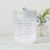 Ombre Dusty Blue Frosted Silver Foil Chic Wedding Kaart (Staand voorkant)
