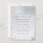 Ombre Dusty Blue Frosted Silver Foil Chic Wedding Kaart (Voorkant)