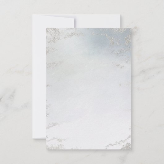 Ombre Dusty Blue Frosted Silver Foil Chic Wedding Save The Date (Achterkant)
