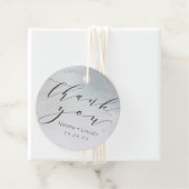 Ombre Dusty Blue Frosted Silver Script Bedankt Bedankjes Labels (In situ)