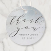 Ombre Dusty Blue Frosted Silver Script Bedankt Bedankjes Labels (Voorkant)