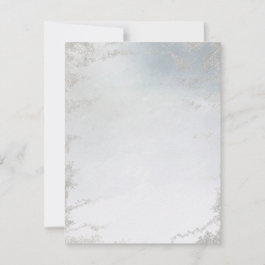 Ombre Dusty Blue Frosted Silver verlovingsfeest Kaart (Achterkant)