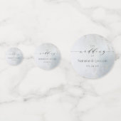 Ombre Dusty Blue Frosted Silver Wedding Monogram Confetti (Voorkanten)