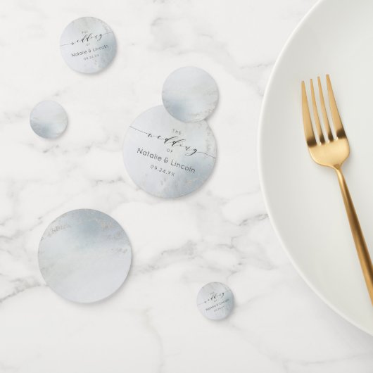 Ombre Dusty Blue Frosted Silver Wedding Monogram Confetti (Groep)