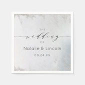 Ombre Dusty Blue Frosted Silver Wedding Monogram Servet (Voorkant)