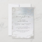 Ombre Dusty Blue Frosted Silver Wedding Reception Kaart (Voorkant)