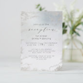 Ombre Dusty Blue Frosted Silver Wedding Reception Kaart (Staand voorkant)