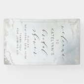 Ombre Dusty Blue Frosted Vrijgezellenfeest Welkom Spandoek (Horizontaal)