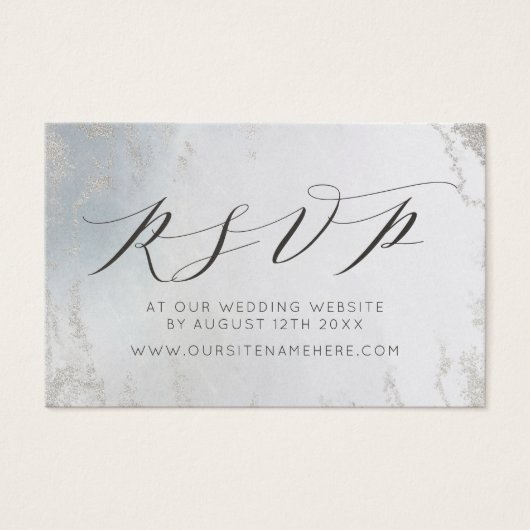 Ombre Dusty Blue Frosted Website RSVP Kaarten invo Visitekaartje (Voorkant)