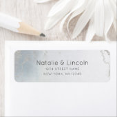 Ombre Dusty Blue Frosted Wedding Return-adres Etiket (Insitu)