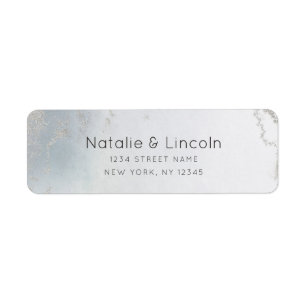 Ombre Dusty Blue Frosted Wedding Return-adres Etiket