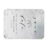 Ombre Dusty Blue Frosted Wedding Save the Date Magneet (Horizontaal)
