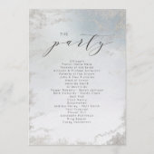 Ombre Dusty Blue Frosted Zilveren Trouwceremonie Programmakaart (Achterkant)