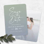 Ombre Dusty Blue & Green met het kabelbindmiddel Save The Date