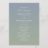 Ombre Dusty Blue & Green Wedding Ceremony Programm Programmakaart (Voorkant)
