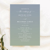 Ombre Dusty Blue & Green Wedding Ceremony Programm Programmakaart