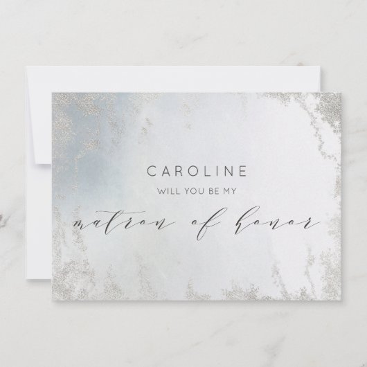 Ombre Dusty Blue Matron of Honor proposal Kaart (Voorkant)