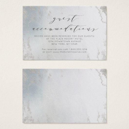 Ombre Dusty Blue Silver Accommodations Kaart invoe (Voorkant /achterkant)