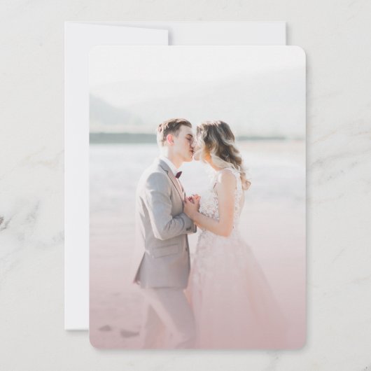 Ombre Dusty Mauve Ivory, met een scriptweduwschap Save The Date (Achterkant)