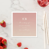 Ombre Dusty Pink & Champagne Monogrammed Wedding Servet (Insitu)