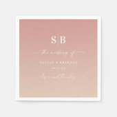 Ombre Dusty Pink & Champagne Monogrammed Wedding Servet (Voorkant)