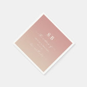 Ombre Dusty Pink & Champagne Monogrammed Wedding Servet (Hoek)