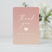 Ombre Dusty Roos Pink & Champagne Wedding Bedankkaart (Staand voorkant)