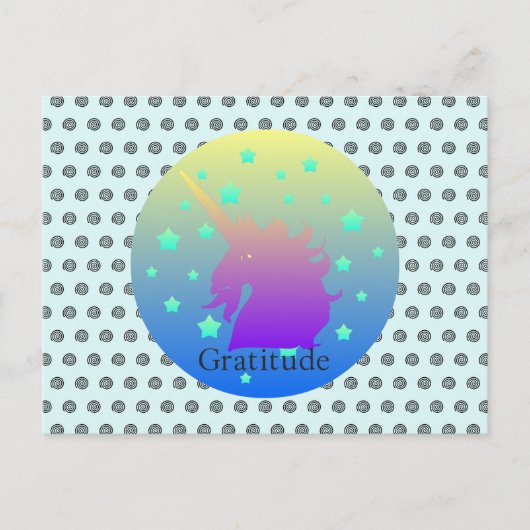 "Ombre eenhoorn met woord dankbaarheid" briefkaart (Voorkant)