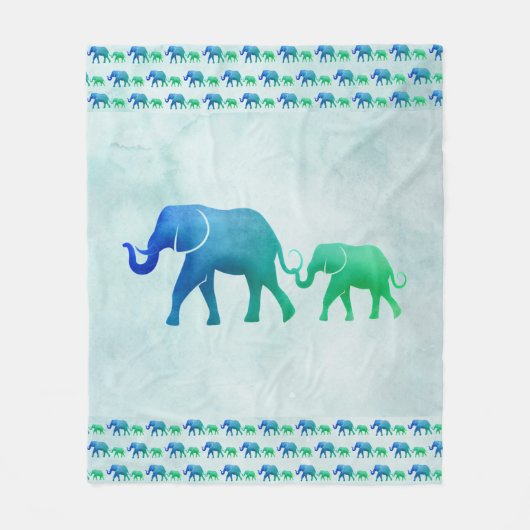 Ombre Elephants Fleece Blanket (Voorkant)