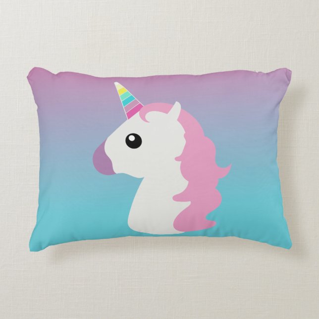 Ombre Emoji Unicorn Pillow Accent Kussen (Voorkant)