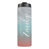Ombre Faux Sparkle Colorful Monogramming Name Thermosbeker (Voorkant)