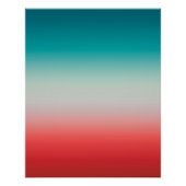 Ombre Festive Red- en Blauwgroen blauwe gradiënt Perfect Poster (Voorkant)