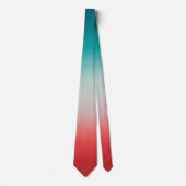 Ombre Festive Red- en Blauwgroen blauwe gradiënt Stropdas (Voorkant)