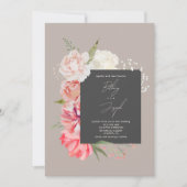 Ombré Floral Botanical Elegant Grey Wedding Kaart (Voorkant)