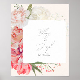Ombré Floral Botanical Elegant Weddenschap Welkom Poster