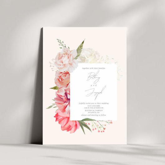 Ombré Floral Botanical Elegant Wedding Kaart