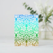 Ombre Floral Lace Pattern Blue Green Gold Briefkaart (Staand voorkant)