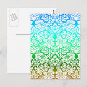 Ombre Floral Lace Pattern Blue Green Gold Briefkaart (Voorkant / Achterkant)