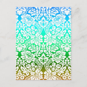 Ombre Floral Lace Pattern Blue Green Gold Briefkaart