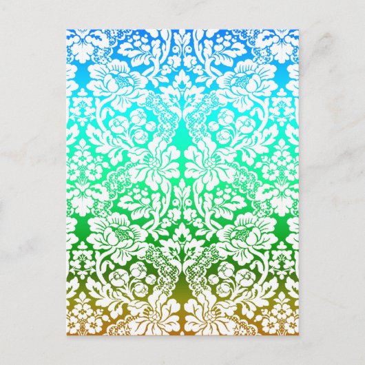 Ombre Floral Lace Pattern Blue Green Gold Briefkaart (Voorkant)