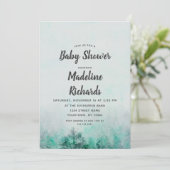 Ombre Forest Waterverf Baby shower Uitnodiging (Staand voorkant)