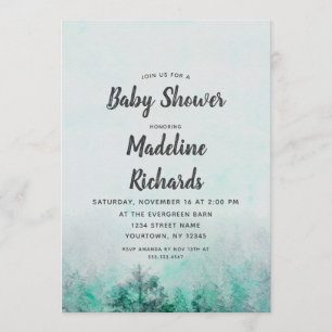 Ombre Forest Waterverf Baby shower Uitnodiging